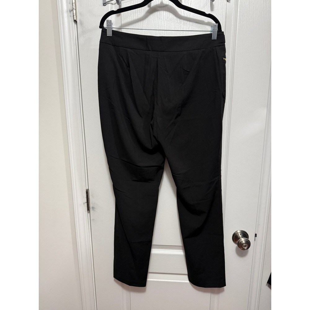 Tahari Black Straight-Leg Trousers with Gold Zipper Detail - Picture 2 of 16